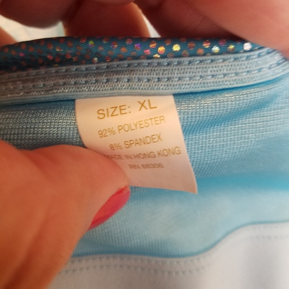 NWOT Sparkly Iridescent Baby Blue Tank Top Shorts Hot Pants Rave Set M 8 10 Jr L - Picture 5 of 10